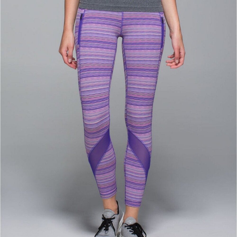 Lululemon Inspire Tight II (Mesh) Size 2 Space Dye Twist Iris Flower Pink Shell